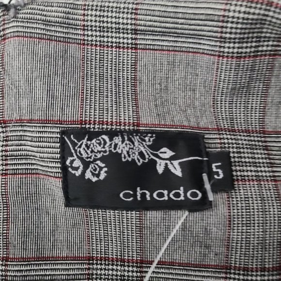 Chado Grey & Red Plaid Belted Midi Skirt Size S - Picture 10 of 12